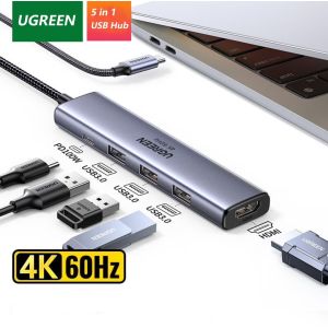 USB C Hub 5 in 1 USB C to HD-MI Splitter 3 USB A 3.0 Port and 5Gbps Type-C Data