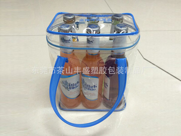 PVC / EVA / TPU / PEVA Clear Plastic Wine Cooler Bags With Handles