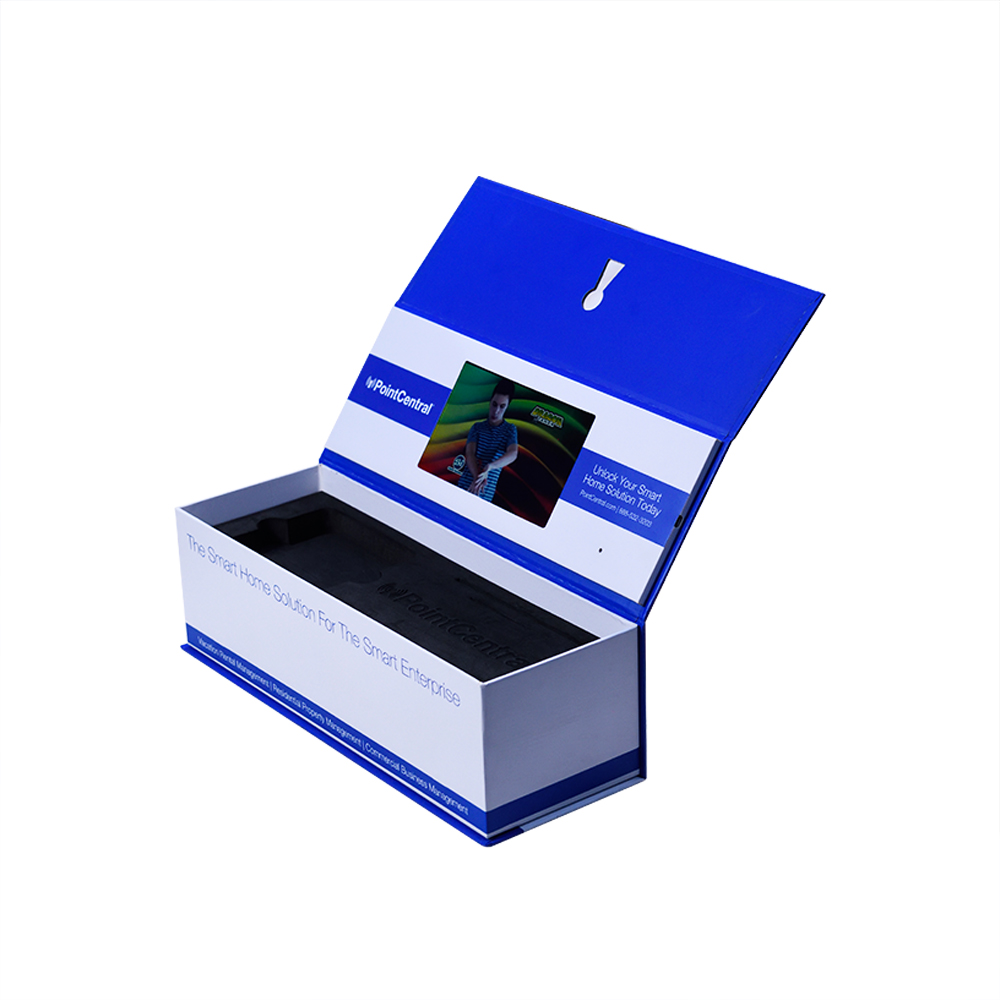 High End Crown Leather LCD Video Gift Box , 7 Inch Video Brochure Box