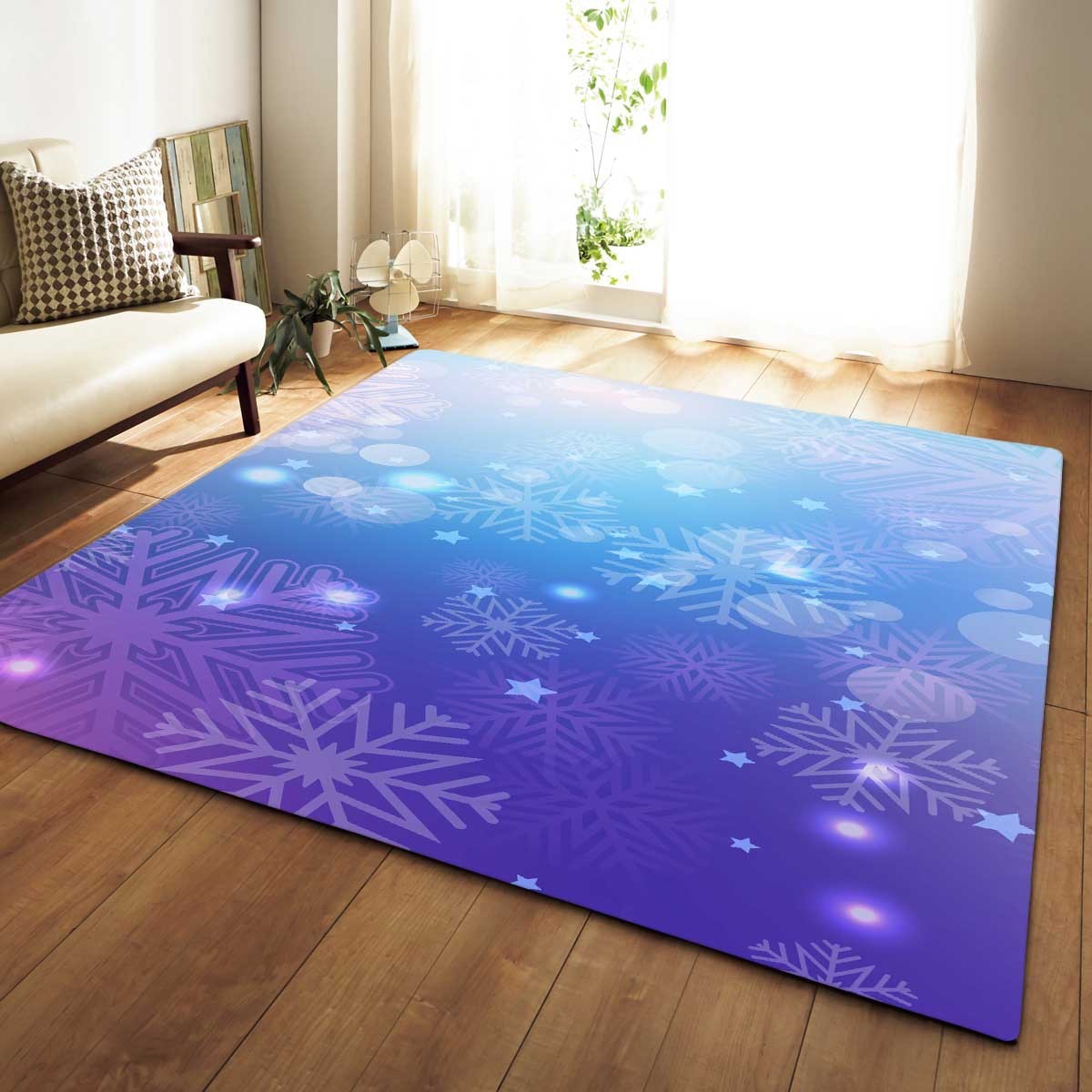 Snow Area Rugs For Living Room Dining Room Size Customizable Nonslip