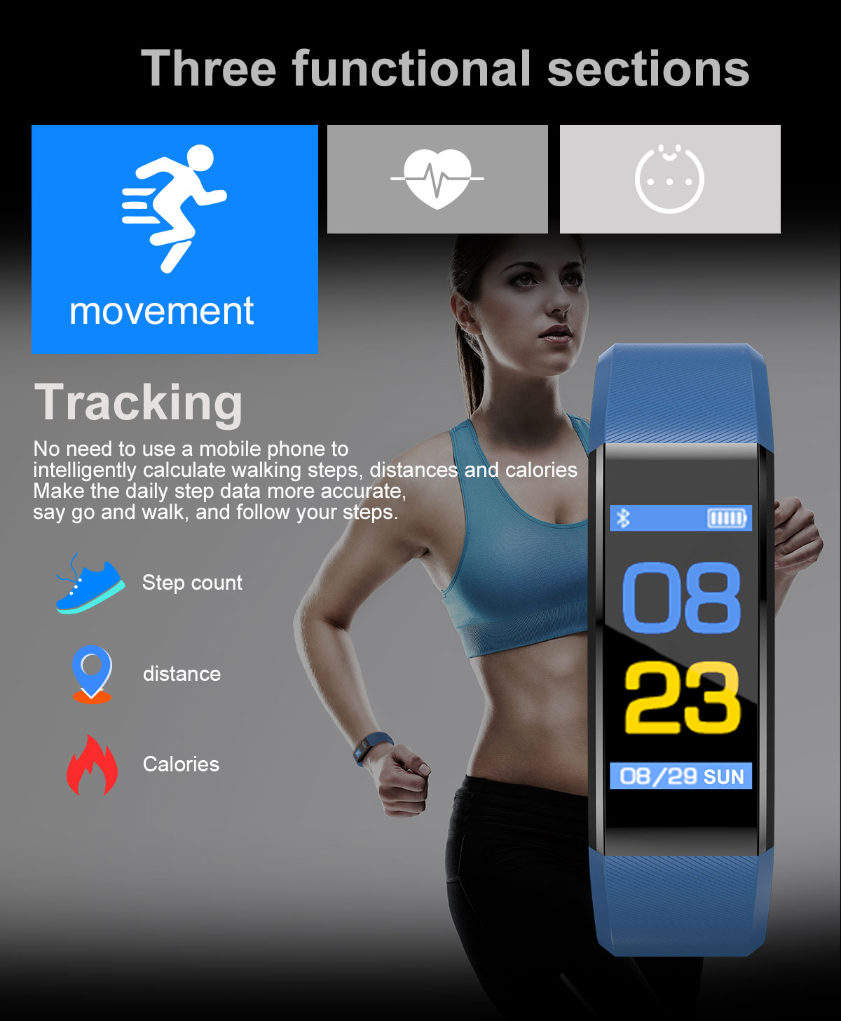 NFC BLE 115 Plus Smartwatch Blood Pressure Wristwatch Bracelet Electronics
