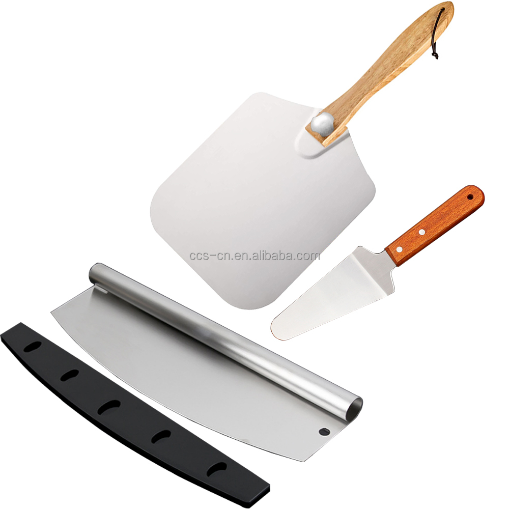 12 Inch Aluminum Pizza Shovel With Folding Handle And 10cm Pizza Wheel Cutter Set