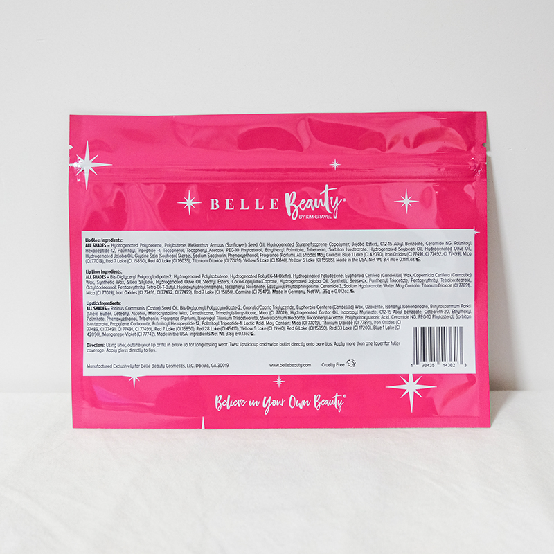 Pink Beauty Lip Gloss Packaging Waterproof Plastic Zipper Bag Gravure Printing