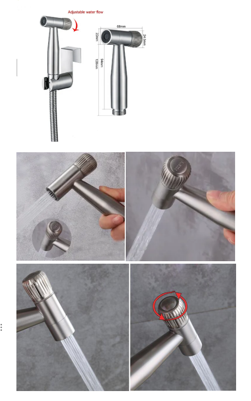 Brushed Bathroom Stainless Steel 304 Handheld Bidet Spray Shower Head In Light Grey Plastic