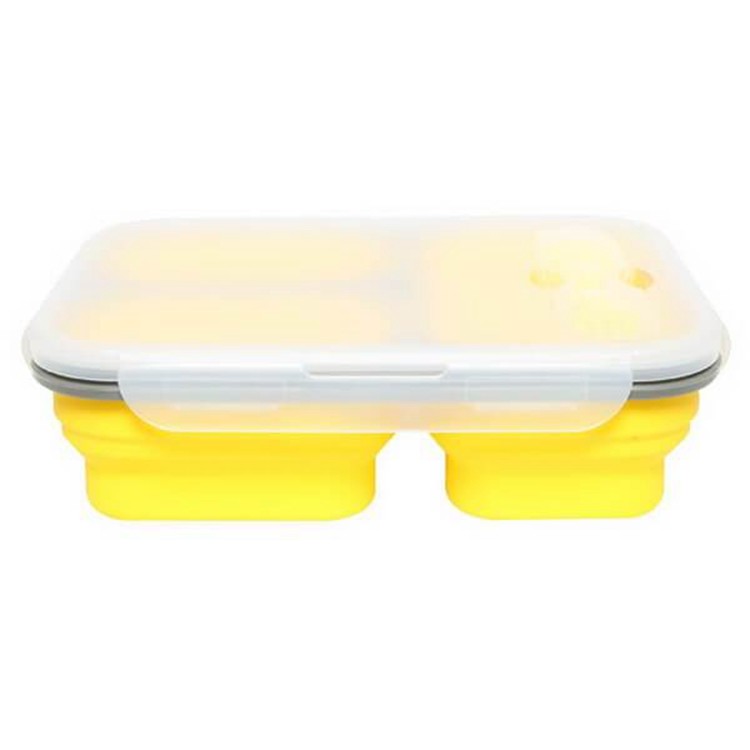 Easy to clean leakproof folding 3 compartments collapsible silicone lunch box for kids adult
