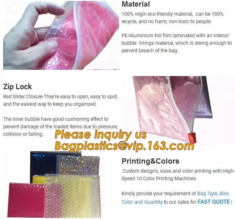 Custom Bubble Zip lockkk Packaging Bag Slider Padded Bag,Anti Shock Plastic PE Material Mailer Zip Lock Padded Bag /Slider