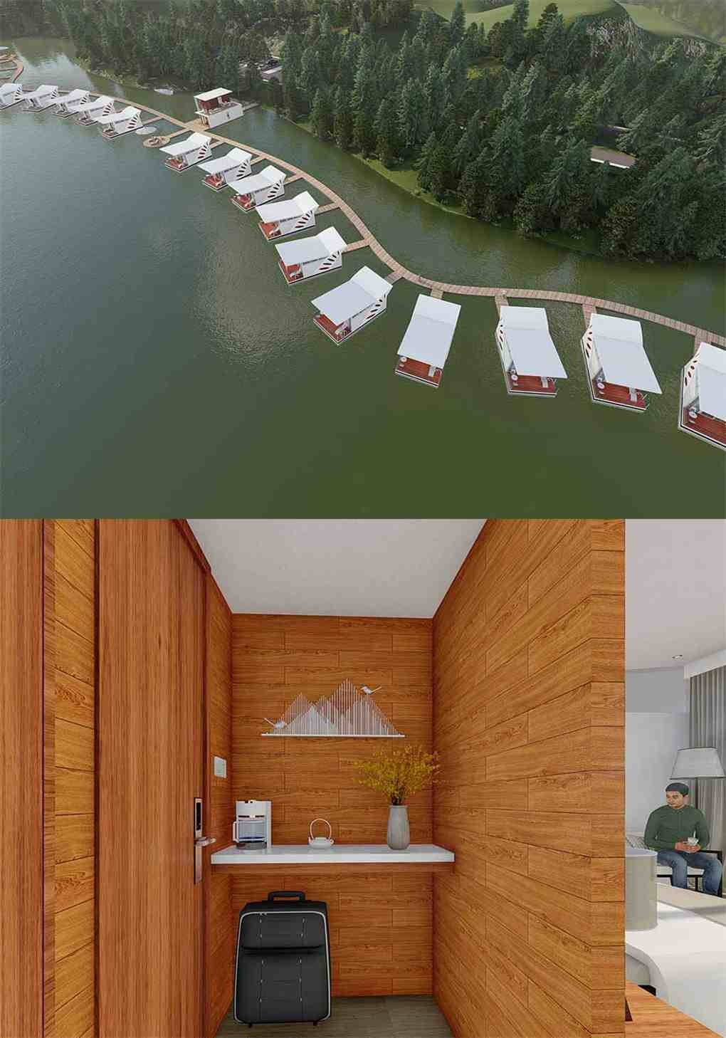Showy Luxury Prefab House , Wooden Garden House Dimension L8.634*W5.186*H3.615m