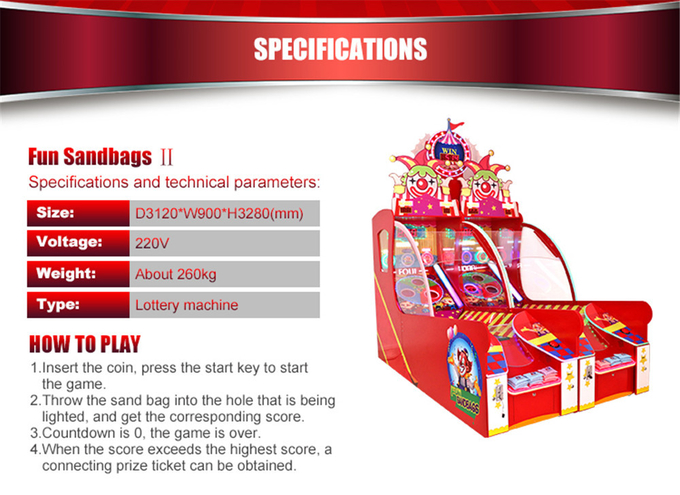 Fun Sandbag indoor Arcade game Ticket Redemption Game Machine For Amusement Park