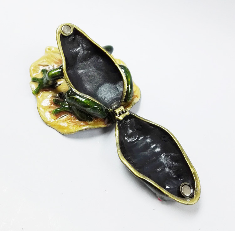 hot sale jeweled enamel frog prince trinket box Pewter alloy antique plated Frog Jeweled Trinket Box