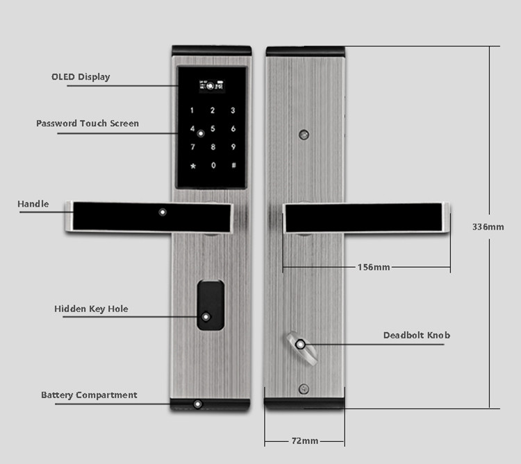 Intelligent Keypad Apartment Door Locks Stainless Steel Support Password Card