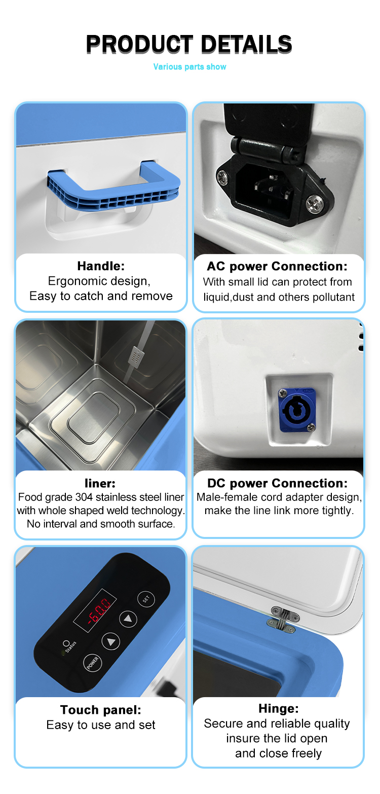Portable Stirling Cooler Mini Freezer -60C with Temperature Control ±1C 616*392*455mm