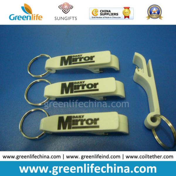 Plastic Beer White Bottle Opener Key Chain Promotional Bottle Opener with Key
