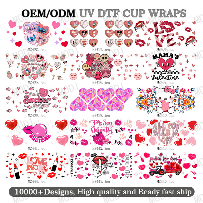 Valentine'S Day UV DTF Transfers For Cups Wraps Custom Logo Libbey Glass Tumbler