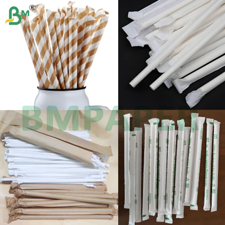 Food Grade Heat Seal Straw Wrapping Paper Rolls with Print Logos
