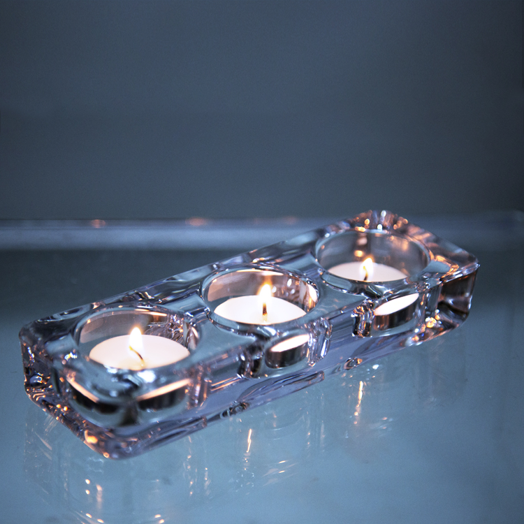 Factory Direct Transparent Glass Candle Holder with Tealight Set for party wedding decoration