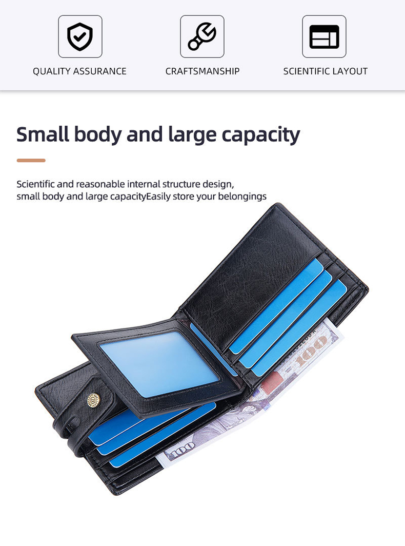 Vintage Multi Card Buckle Men's Short Wallet Creative PU Leather Business Pocket
