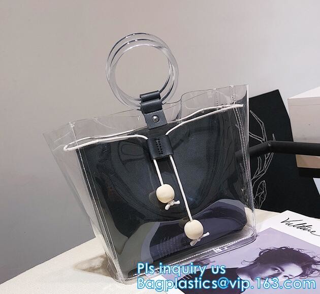reusable eco friendly tote transparent pvc shopping bag, shopping cluth PVC beach bag with zipper, eco-freindly Promotio