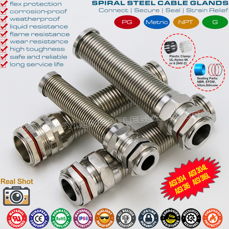 Waterproof Brass IP68 Cable GlBrass Waterproof IP68 Wire Cable Glands Watertight Cable Joints Connectors with Bending Protectionands (Cable Joint Connectors) with Bending Protection