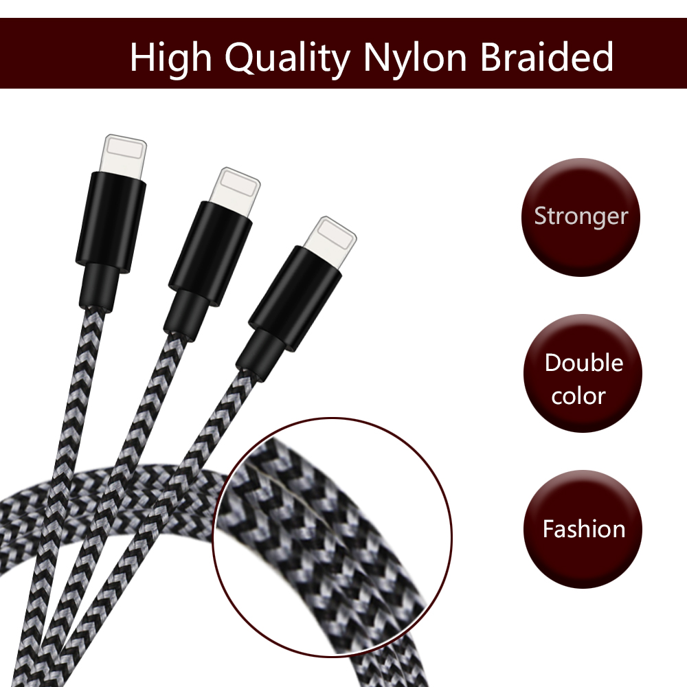 Long Apple Lightning To USB Cable / Iphone 5 Apple 6s Charger Cord Durable