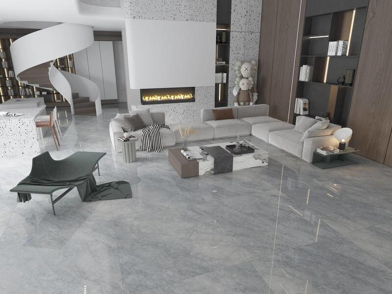 Vintage Tiles And Marble Look 1200x1200mm Water-Proof Outside Wall Polished Glazed Porcelain Tile For Living Room And Kitchen