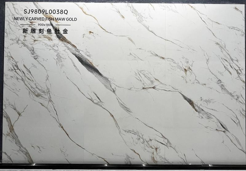 Carrara Polished Glazed Porcelain Tile 900x1800x9mm And Grade AAA Interior Floor And Wall Tile For Balcony And Office Gold And White