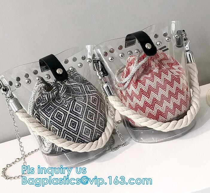 High quality unique PVC PU ladies bag handbag, 100% Clear Purse PVC Beach Clear Handbags, women's bag/handbag/traveling