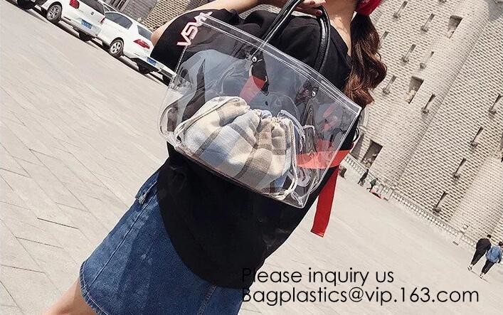 Stadium Approved Environmentally New Clear Tote PVC Shoulder Transparent Shopping Bag,Recycled Clear Pvc Shopping Tote B