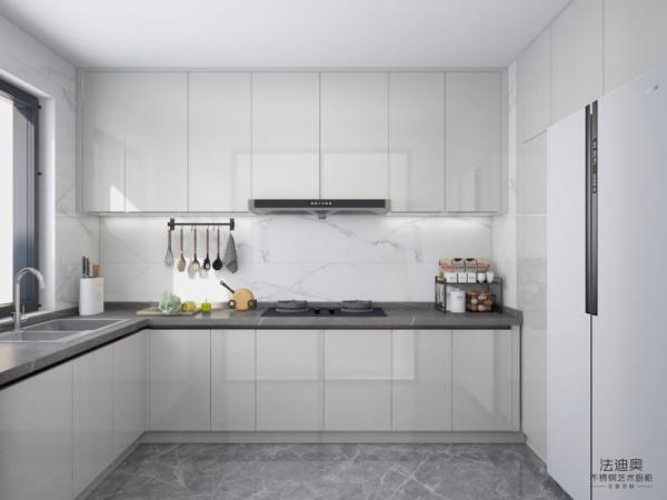 Durable Stainless Steel Construction Modern Kitchen Cabinet With Sleek White