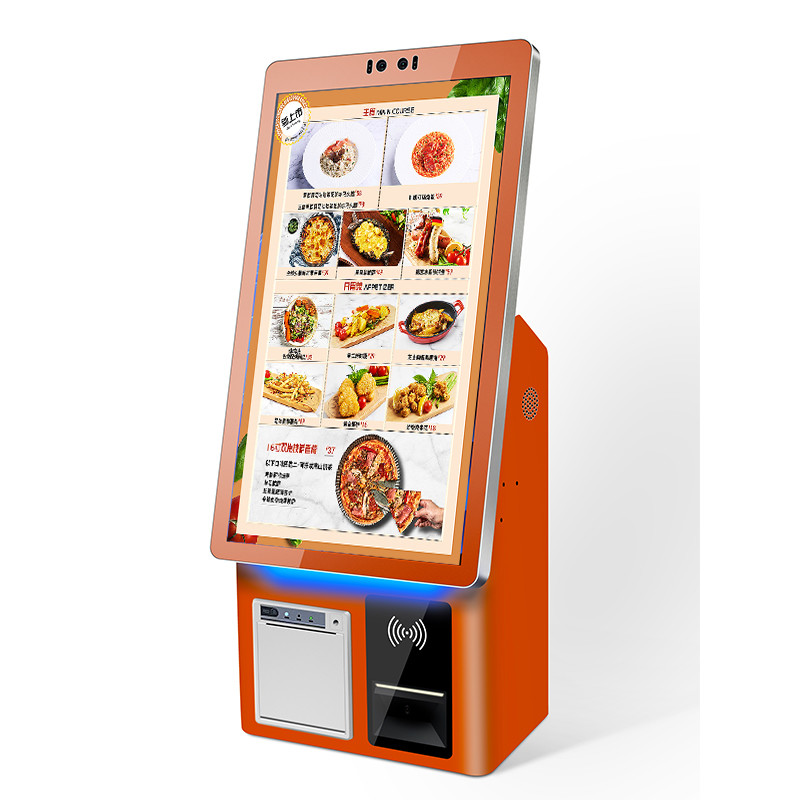Win7 Multi Installation Capacitive Touch Self Ordering Kiosk With QR Scanner Ticket Printer