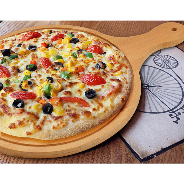 Custom Round Bamboo Pizza Board With Handle CE / EU Certified Customized for Kitchen