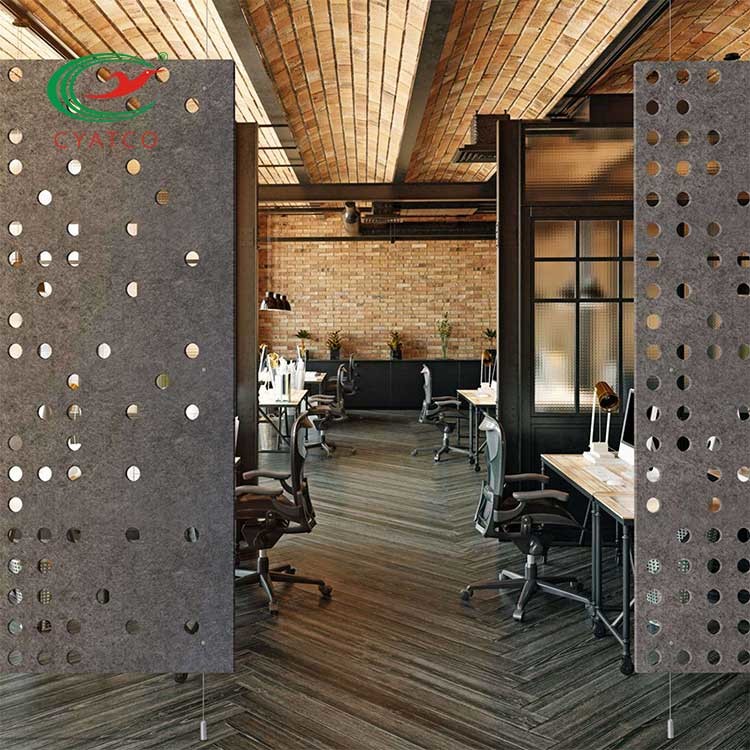 Practical Office Hanging Sound Baffles , Recycled Perforated Sound Absorption Panels