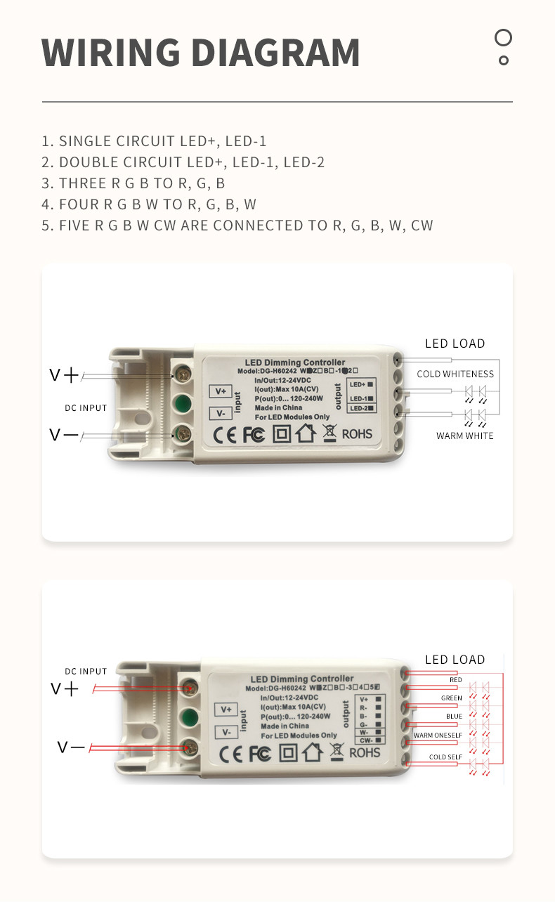 Tinting Low Voltage Lamp LED Dimming Controller Bi Color Temperature Stepless 10A
