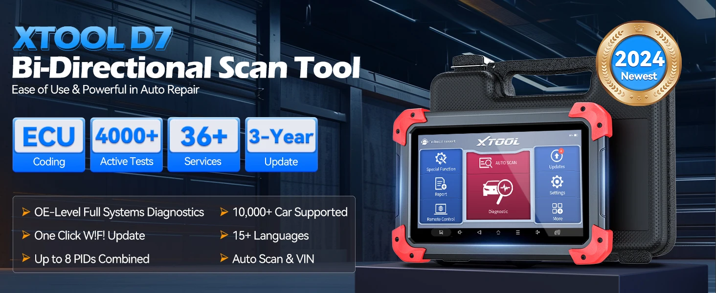 XTOOL D7 OBD2 Car Diagnostic Tools Bi-directional Automotive Scanner 3-Year Free Update Built-in CAN FD Ecu Coding 36+ S
