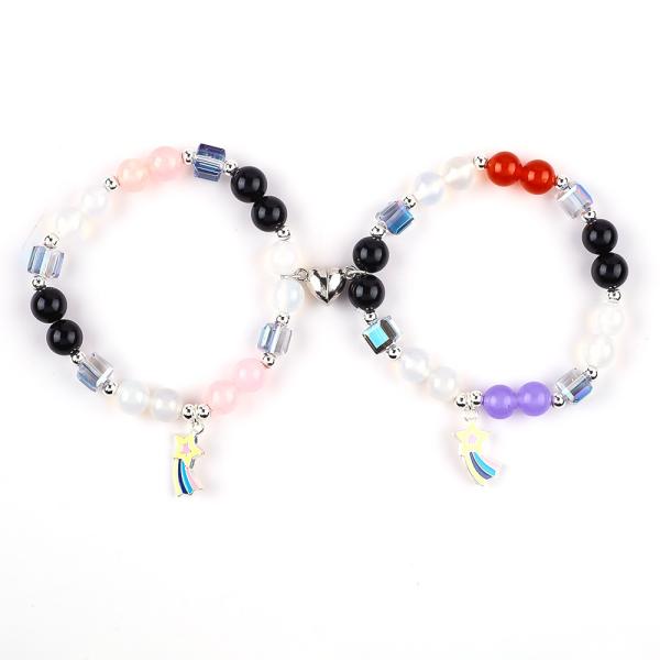 8MM Multi-Color Natural Crystal Friendship Jewelry Distance Bracelet Hearts