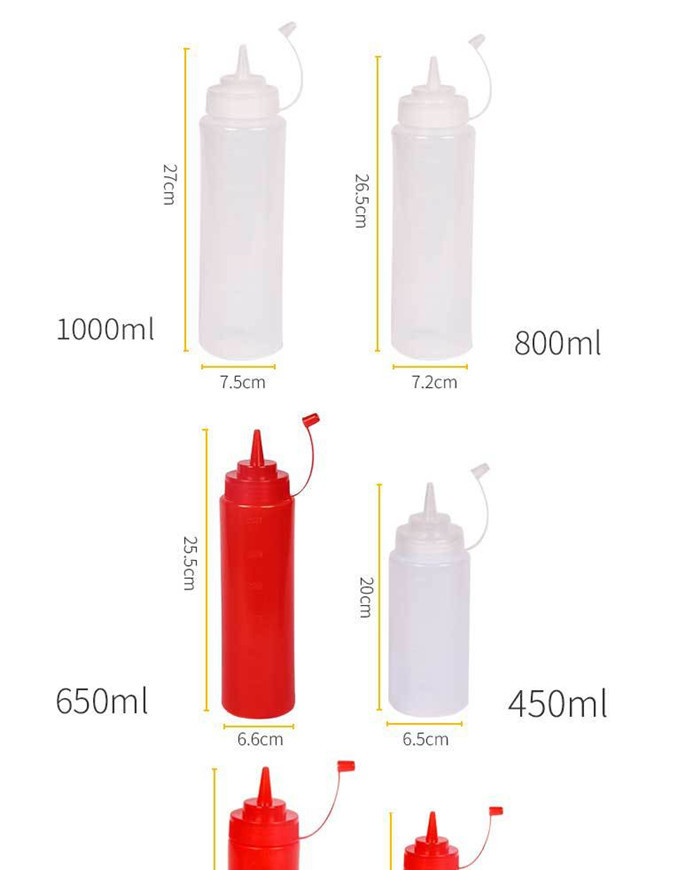 Food Grade LDPE Ketchup Mustard Dispenser 16 Oz Squeeze Bottle With Cap