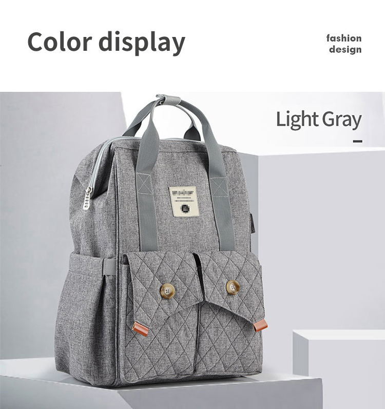 Multifunctional Mommy Diaper Bag Backpack With Trailer Buckle OEM ODM