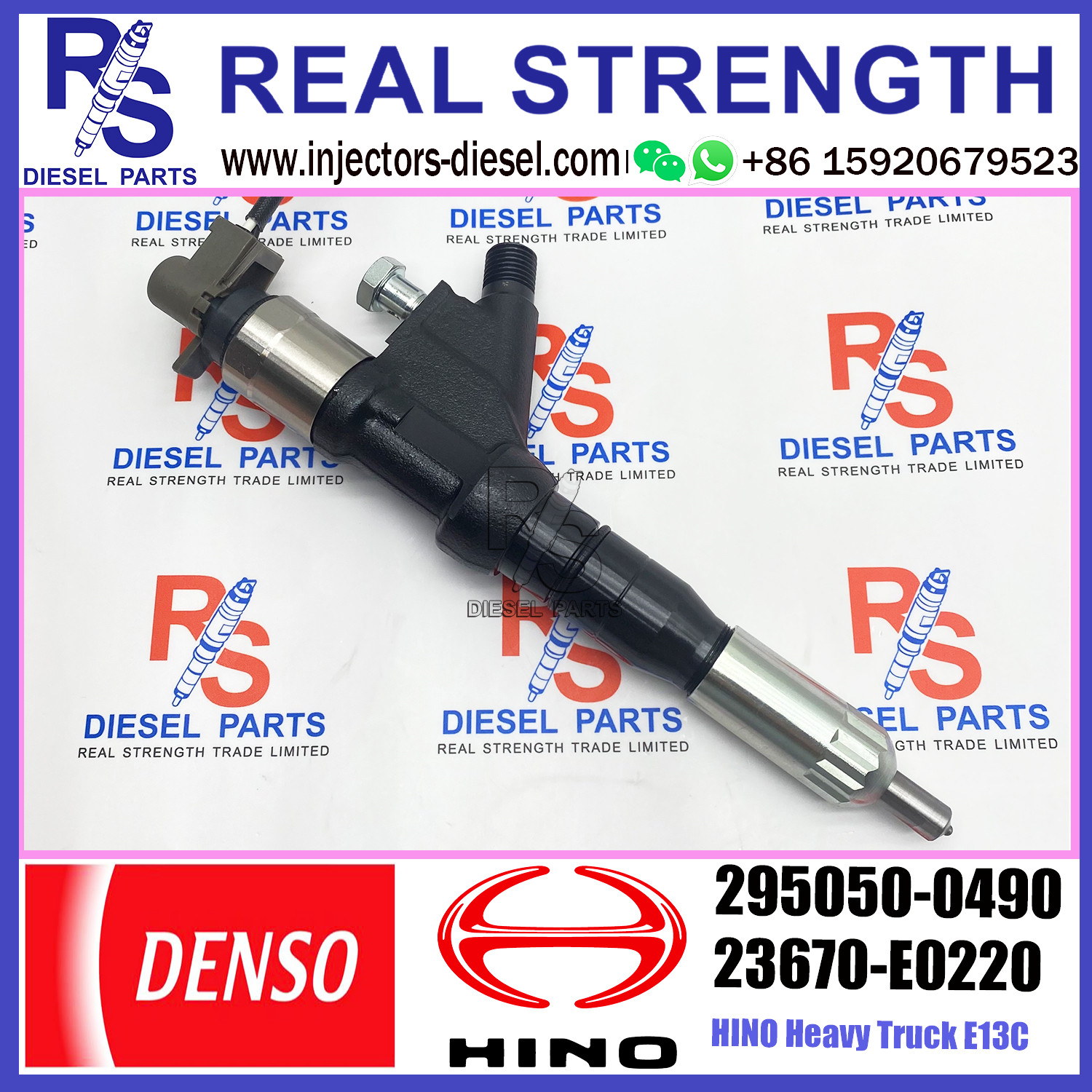 Diesel Common Rail Fuel Injector 295050-0490 295050-0491 295050-0492 23670-E0220 for HINO Heavy Truck E13C Engine