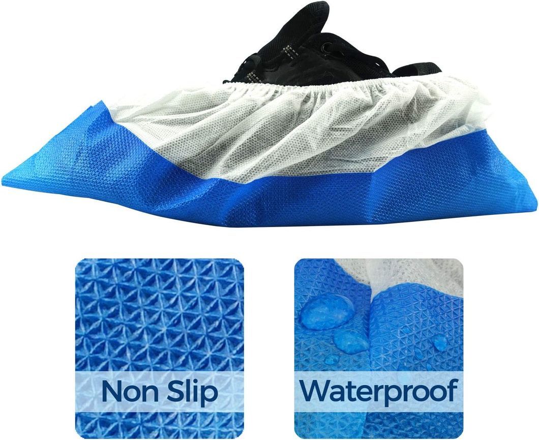 Blue and White Heavy Duty PP+CPE Waterproof Disposable Foot Shoe Cover