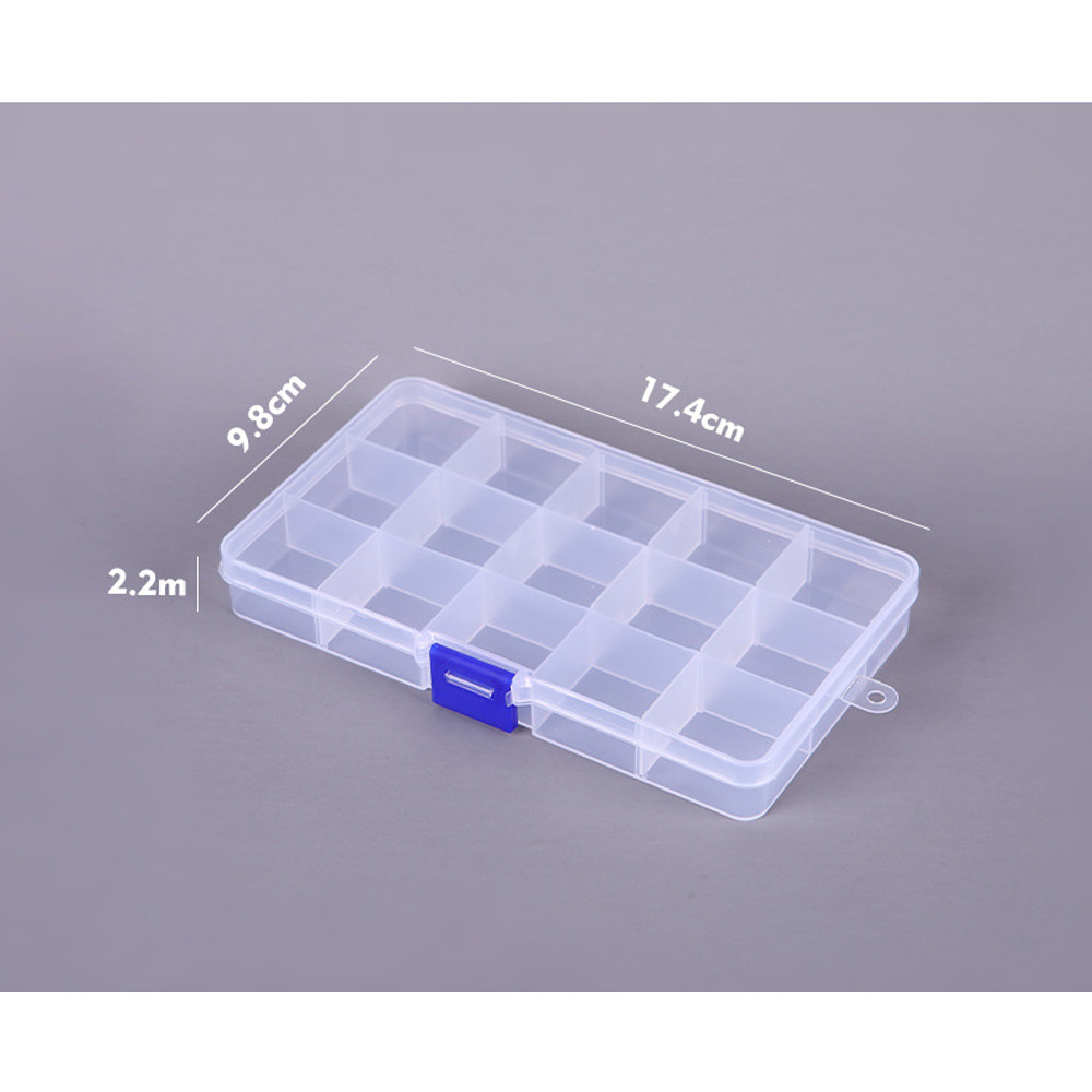 White 15 Grid Plastic Organizer Box Removable Divider Storage Case
