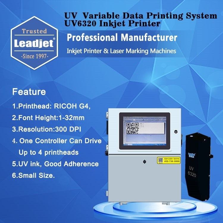 UV6320 Variable QR Code Inkjet Printer Small Size Curable Ink Live Printing