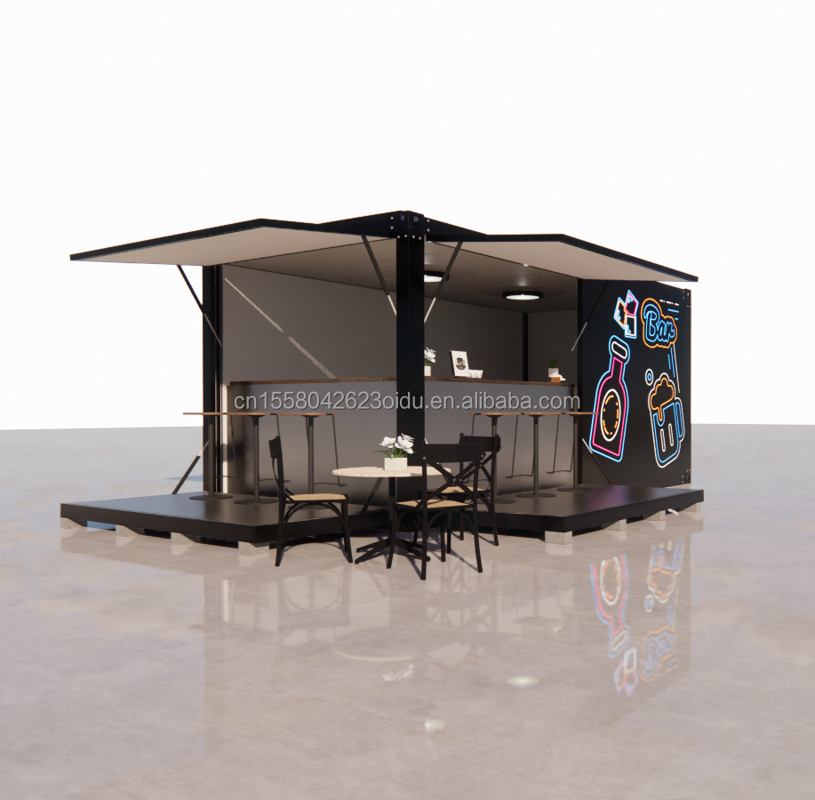 Container House Restaurant Shop Street Food Kiosk 20ft Mini Pop Up Shop Container with Aluminum Alloy Windows