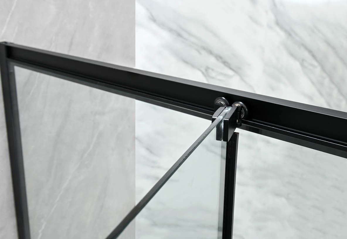 6/8mm Tempered Glass And Alum Frame Black Square Shower Enclosure Modern