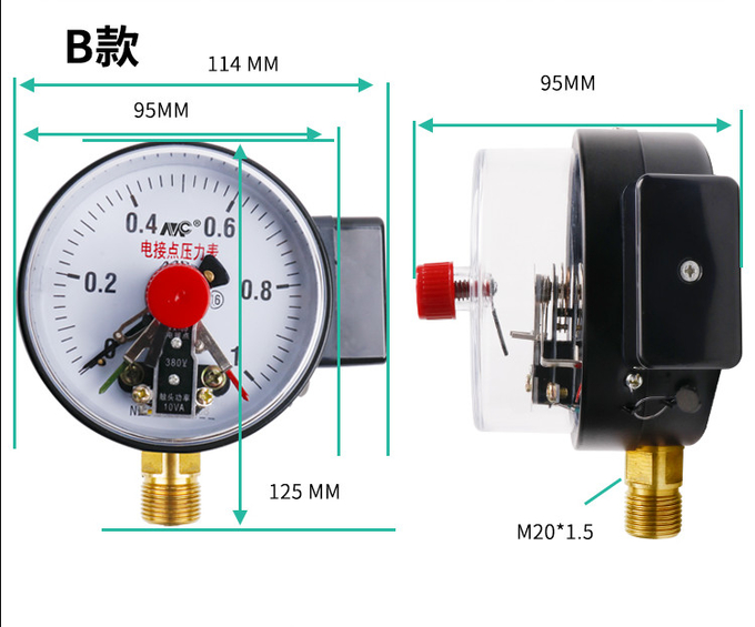 YX100 SS Electric Contact Differential Pressure Gauge For Temperature Water Supply
