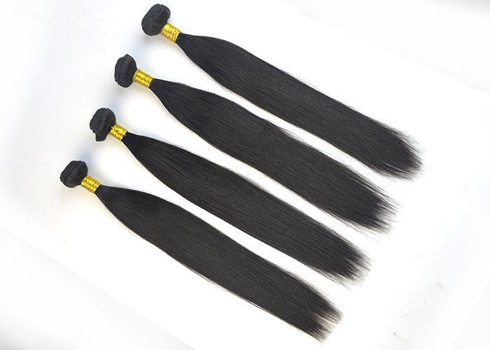 Natural Black Remy Virgin Human Hair Extensions Straight Type