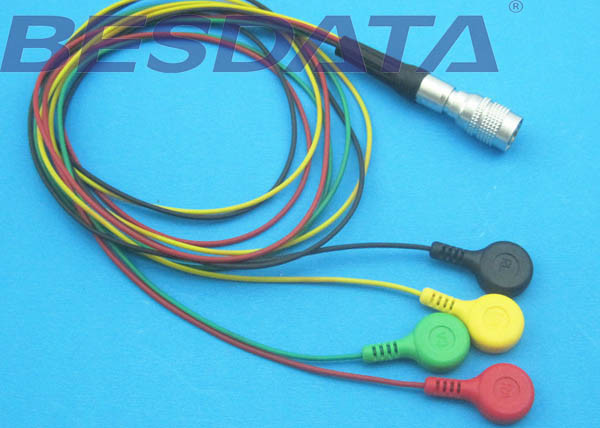 TPU Material PVC TENS ECG EKG Cables shielded Leadwires Customized Cable Snap button IEC Din 1.5mm Plug adapter
