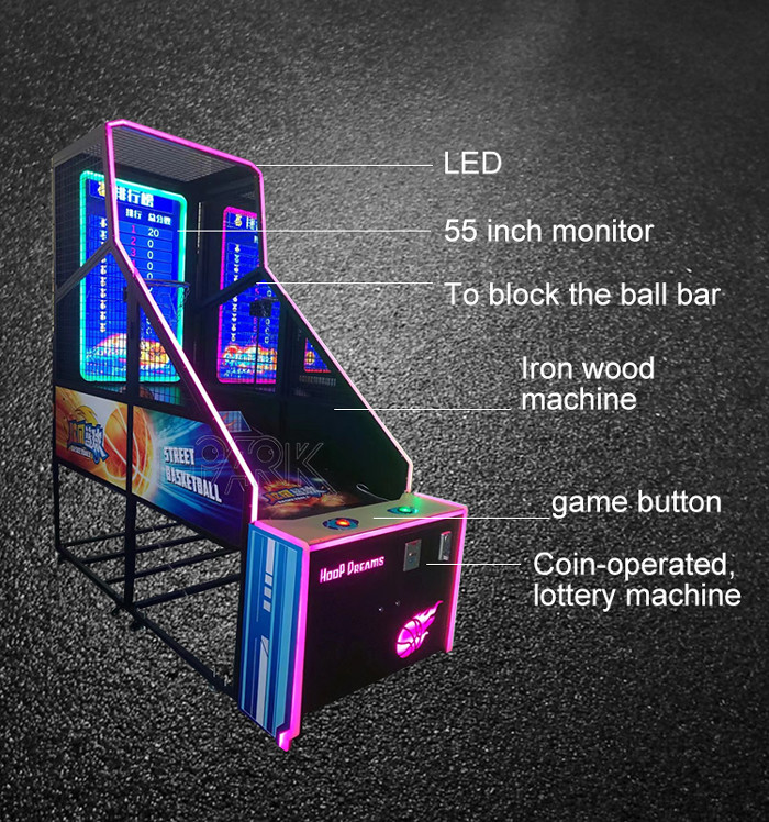 Digital Interactive Arcade Basketball Game Machine 55 Inch LCD Screen