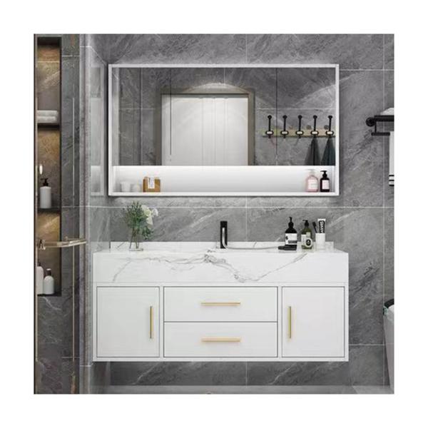 Contemporary Square Smart Mirror Vanity Combo Bathroom Washbasin Cabinet With
