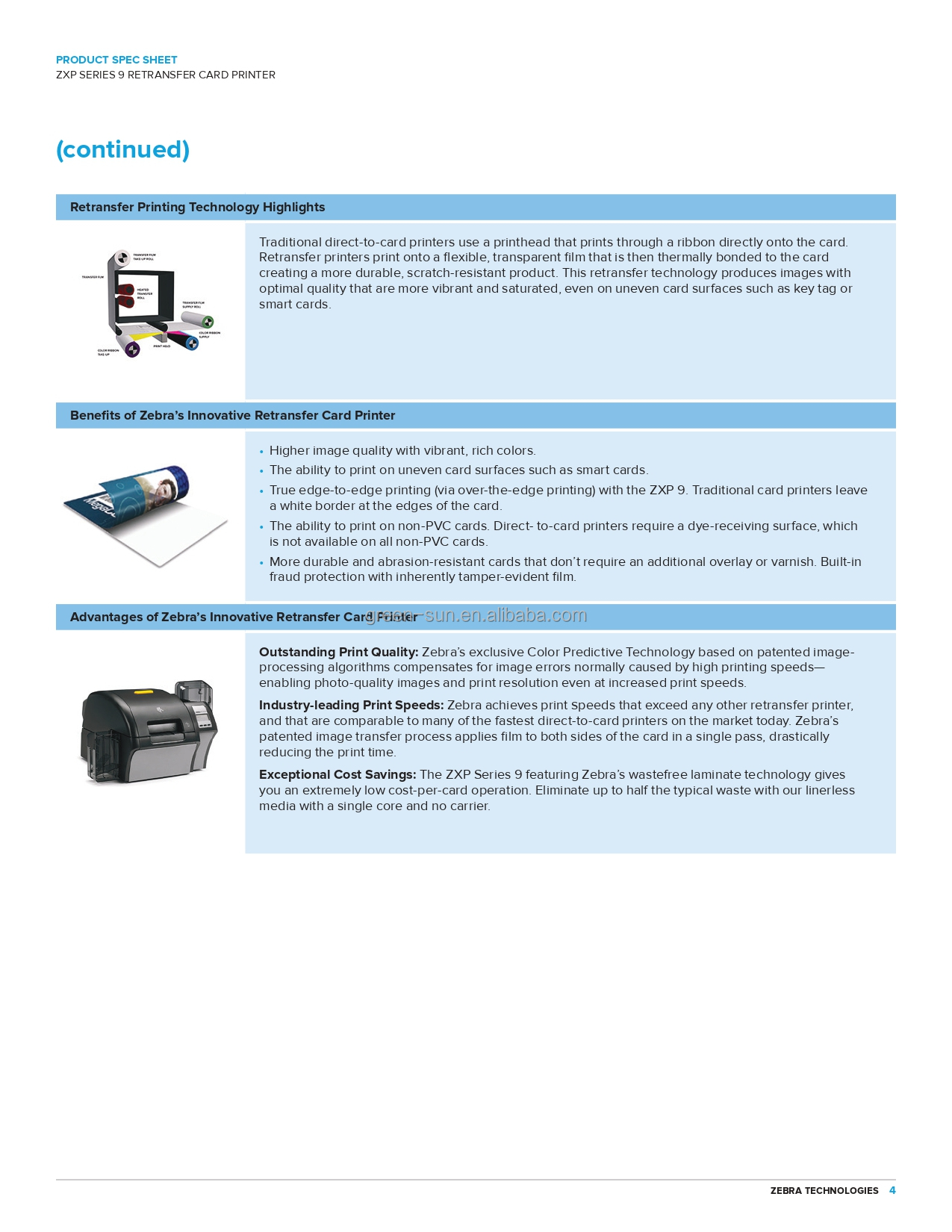 19 Seconds Color Print Speed Zebra ZXP Series 9 ID Card Printer with Optional Lamination