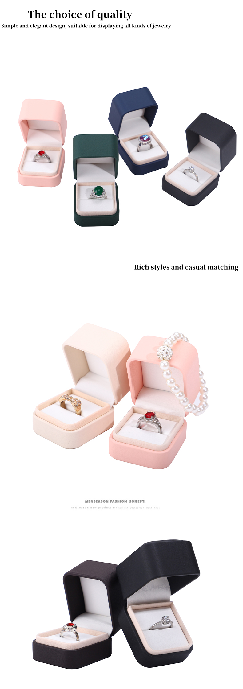 Custom Logo Jewelry Package PU Leather Box for Earrings Bracelets Necklaces and Rings