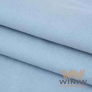 China Gentle Texture Suede Light Blue Faux Microfiber Leather For Shoe Lining on sale